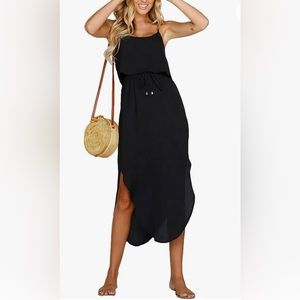 🔴3/$18 NERLEROLIAN Women's Adjustable Strap Split Midi Dress